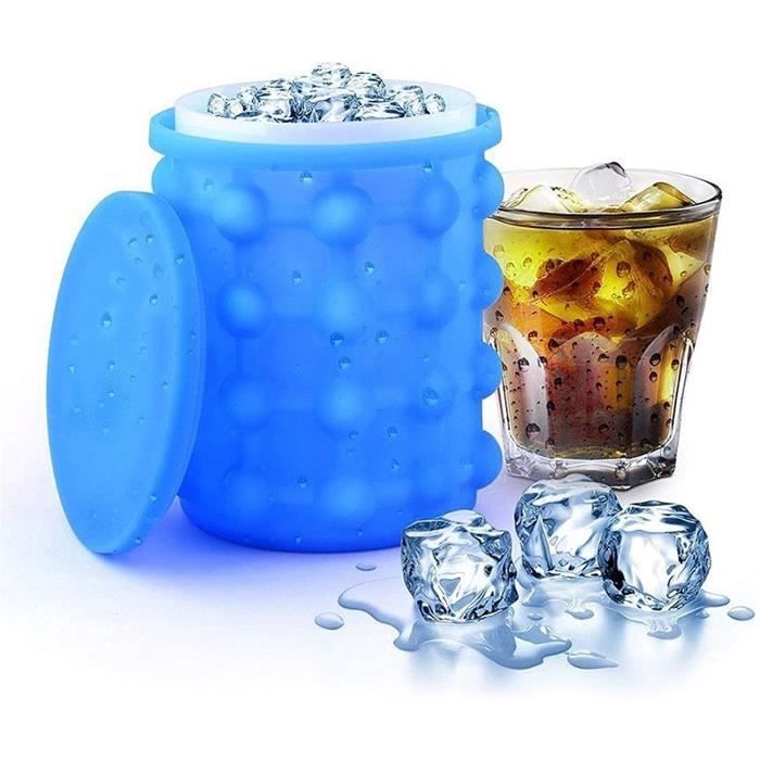 Cubitera y nevera portátil - Ice Cube Maker 305 - Silicona - Doble cámara 2 en 1 - Portátil (Azul)