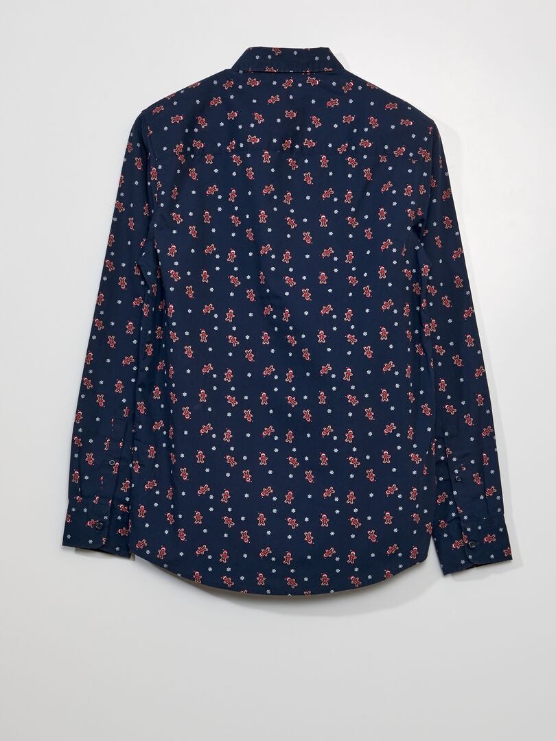 Kerstshirt met patroon - BLAUW