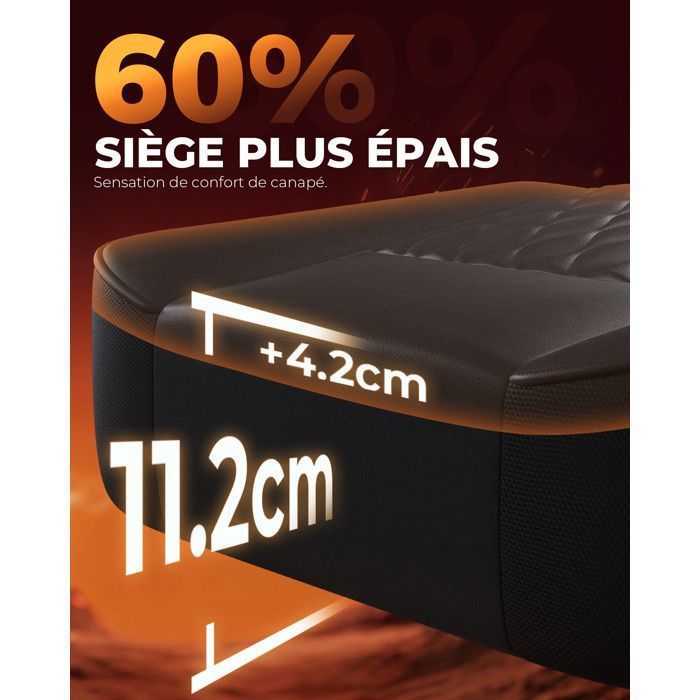 Silla gaming ergonómica, sincronizada, reposabrazos ajustables, cojines lumbares/para la cabeza, asiento de tela gruesa - Negra