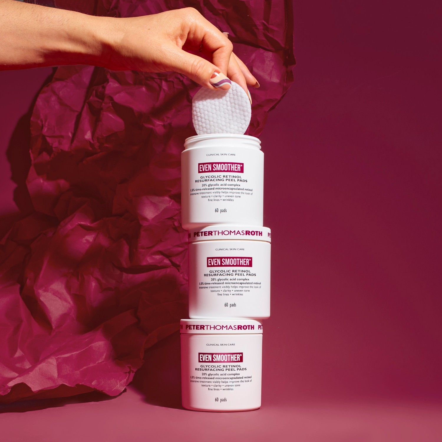 Peter Thomas Roth veido šveitiklis „Even Smooth“ su glikoliniu retinoliu, šveičiamoji pagalvėlė