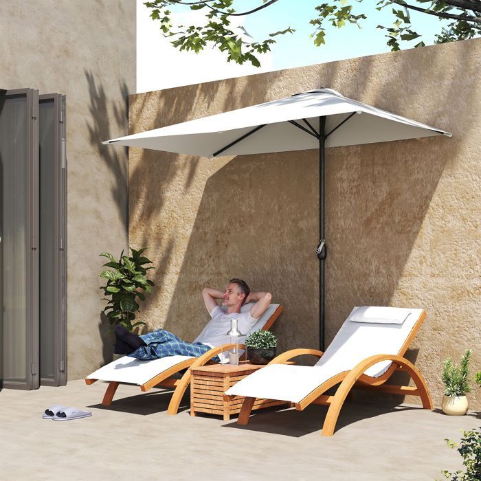 Mezzo ombrellone - Outsunny - con manovella - resistente ai raggi UV - Poliestere - per parete, veranda, balcone - crema