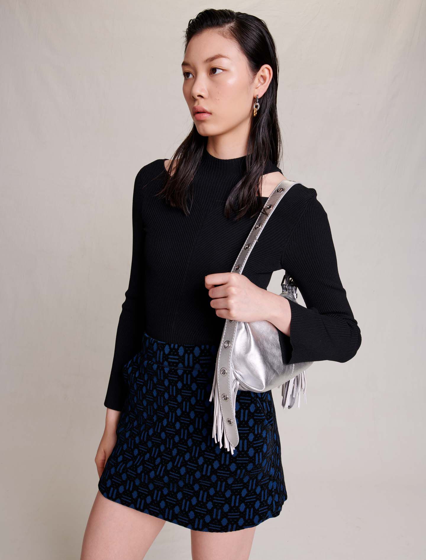 Jacquard fluwelen shorts - Blauw/zwart