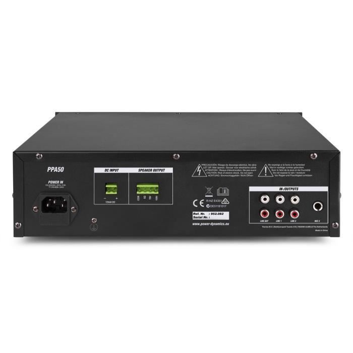 Amplifier Mixer - POWER DYNAMICS - PPA50 - 50W - Bluetooth - USB/SD with remote control