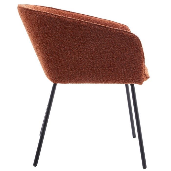 Juego de 2 sillas de comedor en tela bouclé color óxido, patas negras - Swann