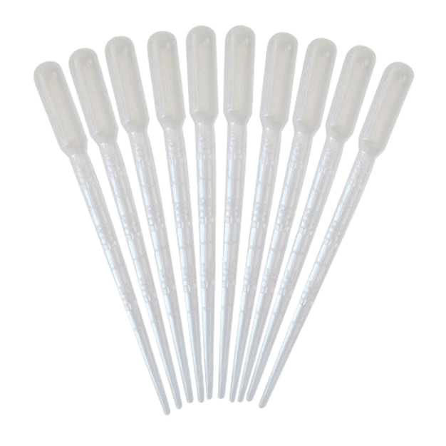 Pipettes en plastique 3 ml avec poire (lot de 10)
