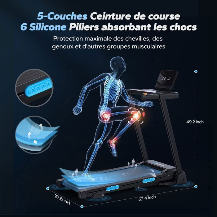 Tapis de course pliable – MERACH – Vitesse max 12Km - Inclinaison 6% - Connectivité app/Bluetooth – Ecran LED