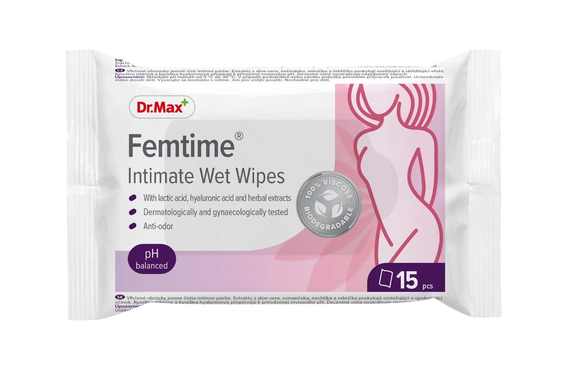 Lingettes intimes Dr.Max Femtime, 15 lingettes