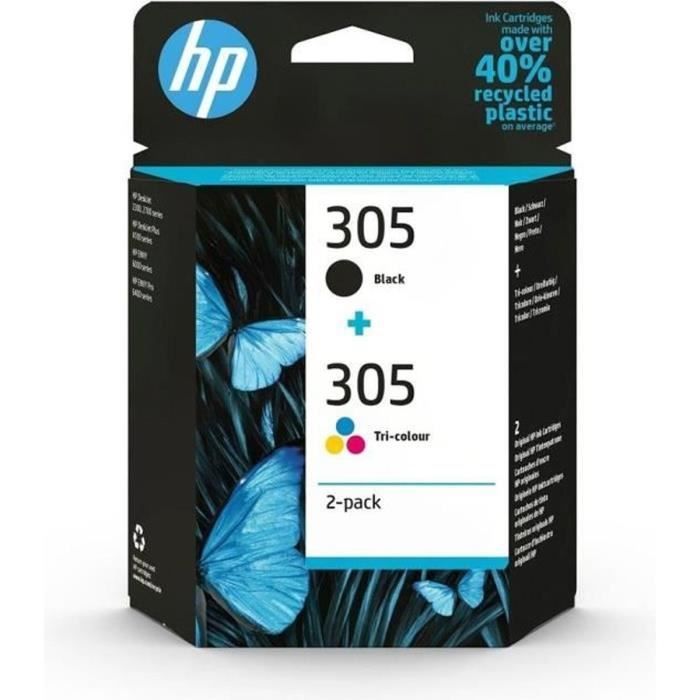 HP 305 Pack of 2 Genuine Black and Tri-Color Ink Cartridges (6ZD17AE)
