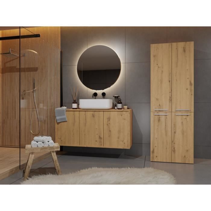 RORY - Armoire de salle de bain avec panier - Dimensions 174x60x30 - Meuble de rangement salle de bain espace buanderie
