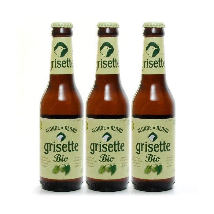 Pack de 3 cervezas belgas Grisette Blonde orgánicas y sin gluten de 25 cl.