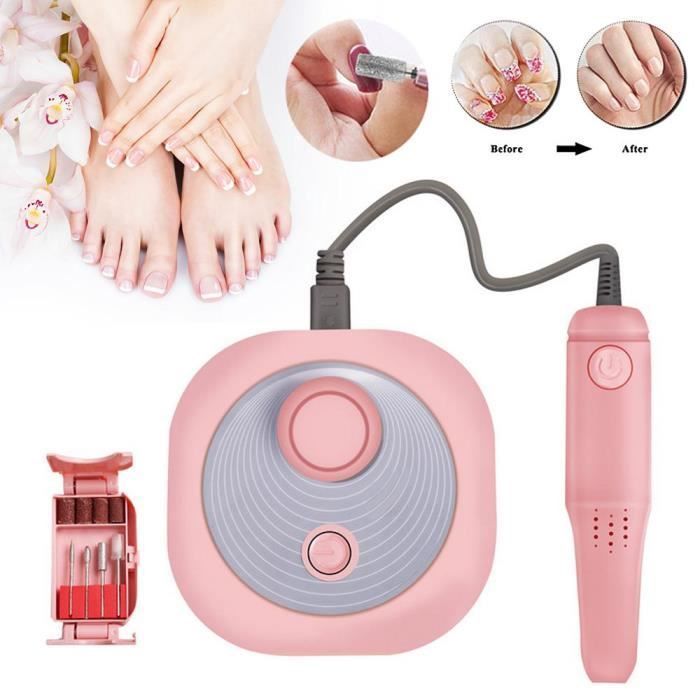 UMIWE Machine Électrique à polir les ongles Manucure Pédicure Polissage Ongles Nail Art Ponceuse Rose