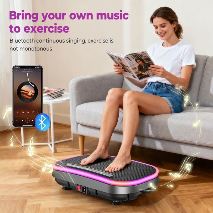Plataforma vibratoria, control remoto, 120 velocidades potentes y ajustables, capacidad de carga de 150 kg, entrenamiento de cuerpo completo - Blanco