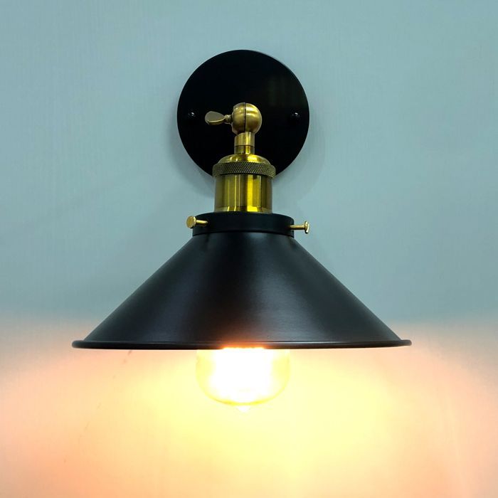 WOTTES Juego de 2 apliques de pared industriales, lámparas de techo de estilo retro metálico con rotación de 180 grados - Ø22cm