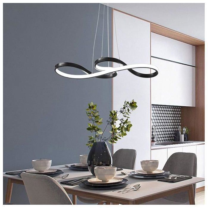 DORLINK Suspension LED Moderne 52W Noir - Dimmable avec Télécommande - Luminaire Design pour Salon Chambre Cuisine