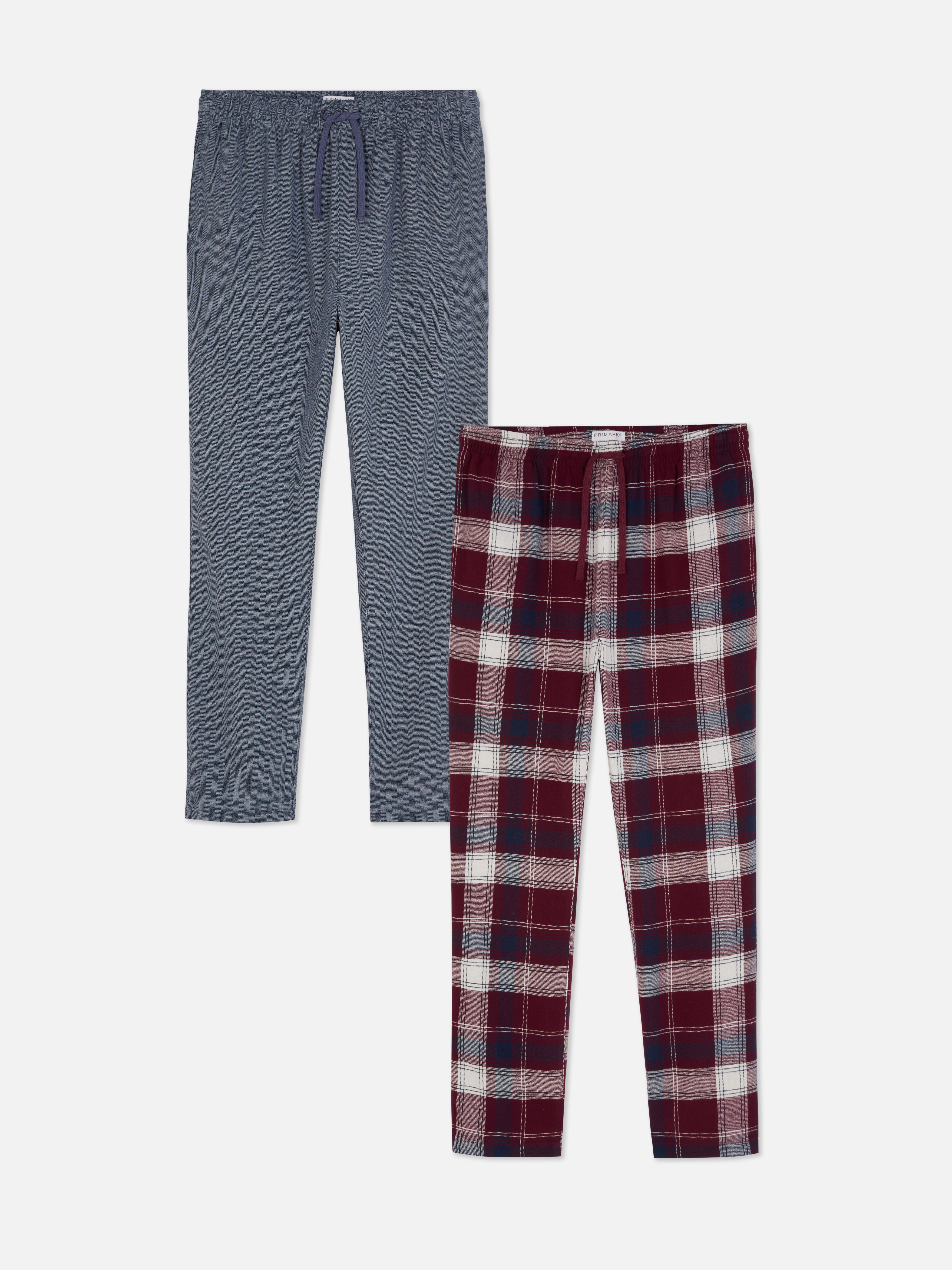 Pantaloni de pijama periați, set de 2. Pantaloni de pijama cu șnur de strângere și textură moale, periată.