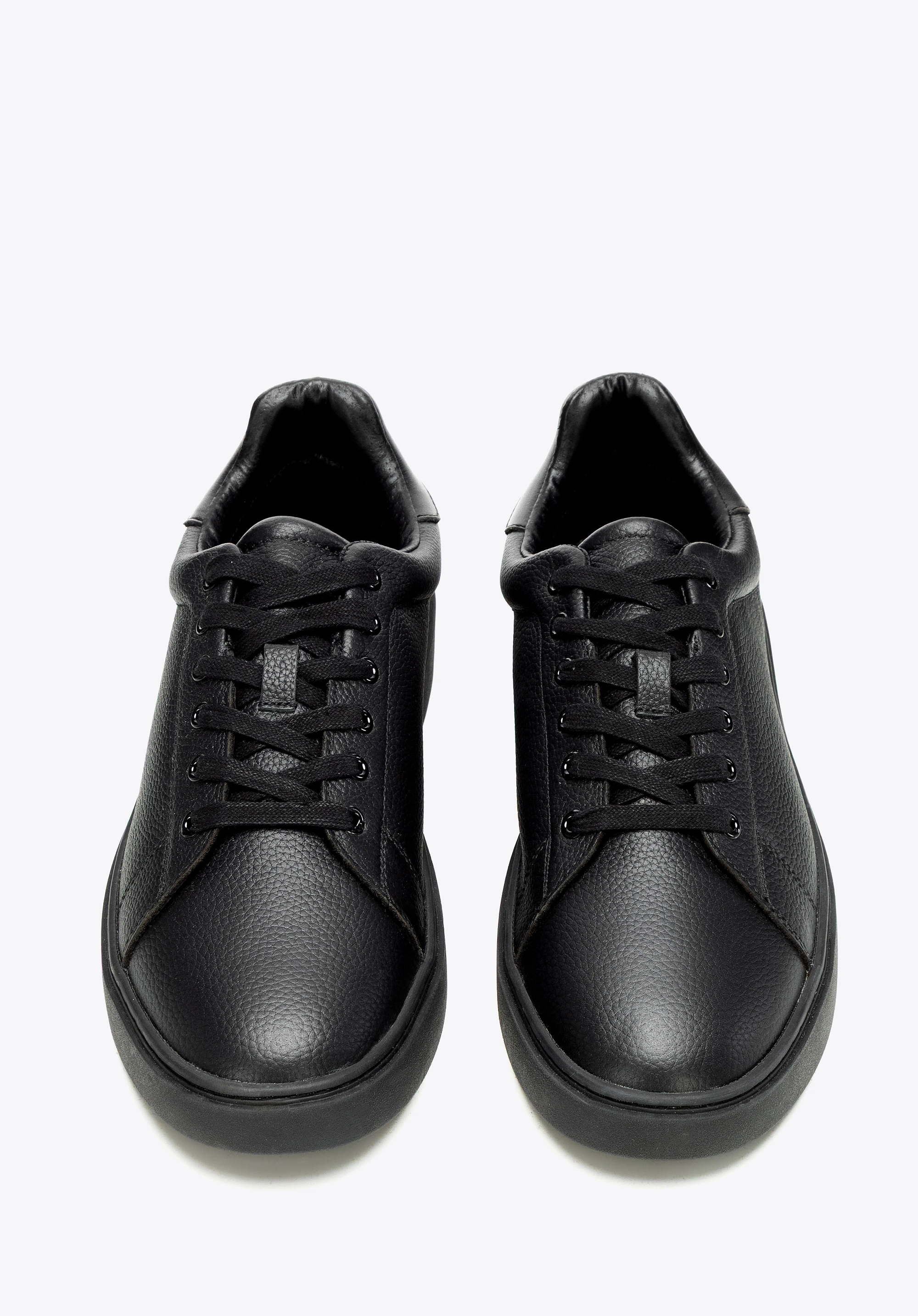 Męskie sneakersy ze skóry naturalnej licowej czarne