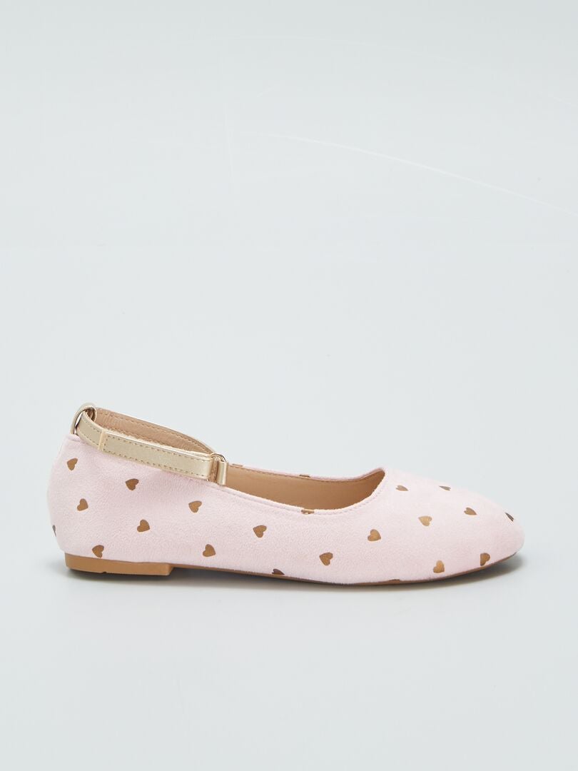 Gouden ballerina's met hartjespatroon - ROZE