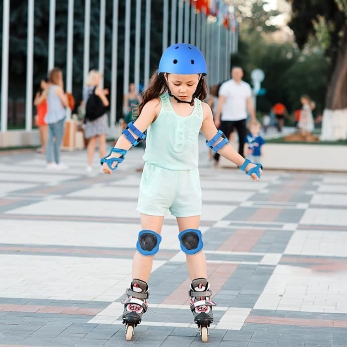 kit de protection roller pour Enfants, Casque de Velo Enfant, Casque/Genouillères/ Coudières/Coussins Poignet, Rose