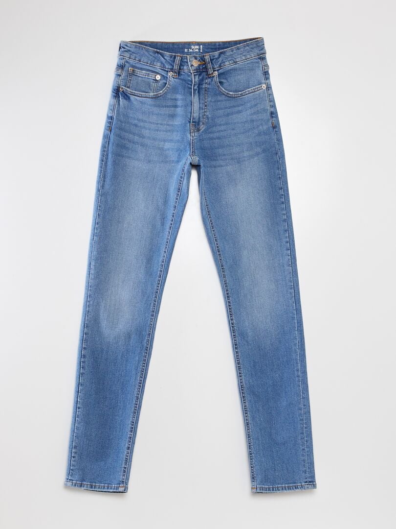 Slim fit jeans met 5 zakken - Maat L34 - Blauw