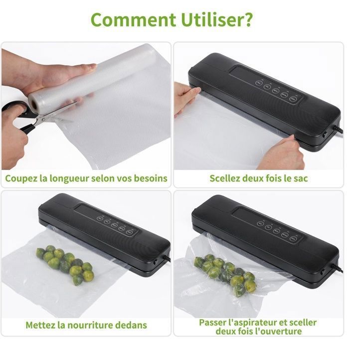 Vakuumierbeutel für Lebensmittel, 6 Rollen à 28 cm x 3 Meter, Vakuumierfolie für Lebensmittel, BPA-freie Vakuumierfolie