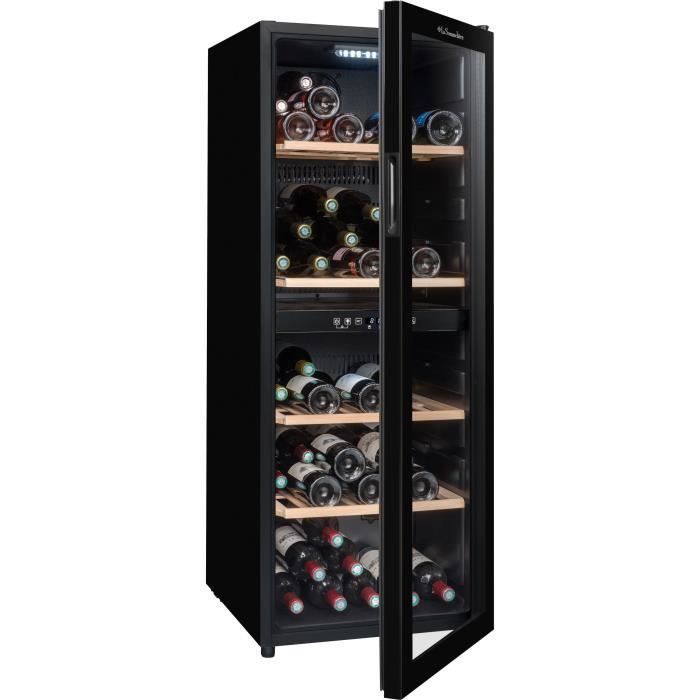 Serving wine cellar - LA SOMMELIERE - SLS90DZ - 91 bottles - Reversible glass door - Energy class G - 48 x 57.5 x 128.5 cm - Black