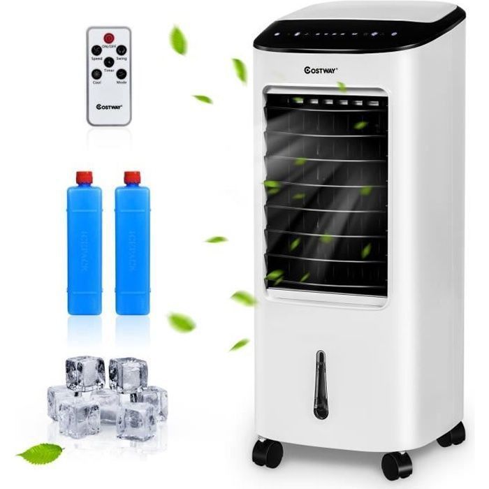 Aire acondicionado portátil COSTWAY 7L 4 en 1 - Enfriador de aire - Control remoto - 65W - Temporizador de 7.5H - 3 modos/velocidades - Pantalla LED - 27x30x74