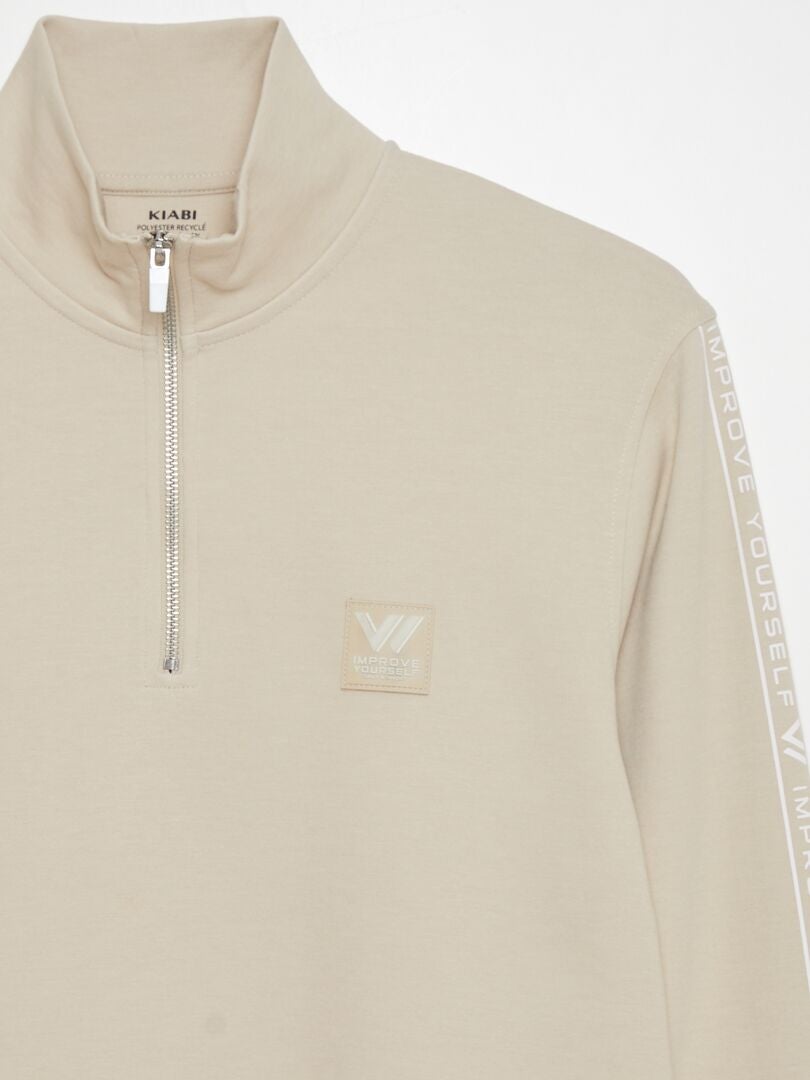 Sweatshirt met inspirerende tekst - BEIGE
