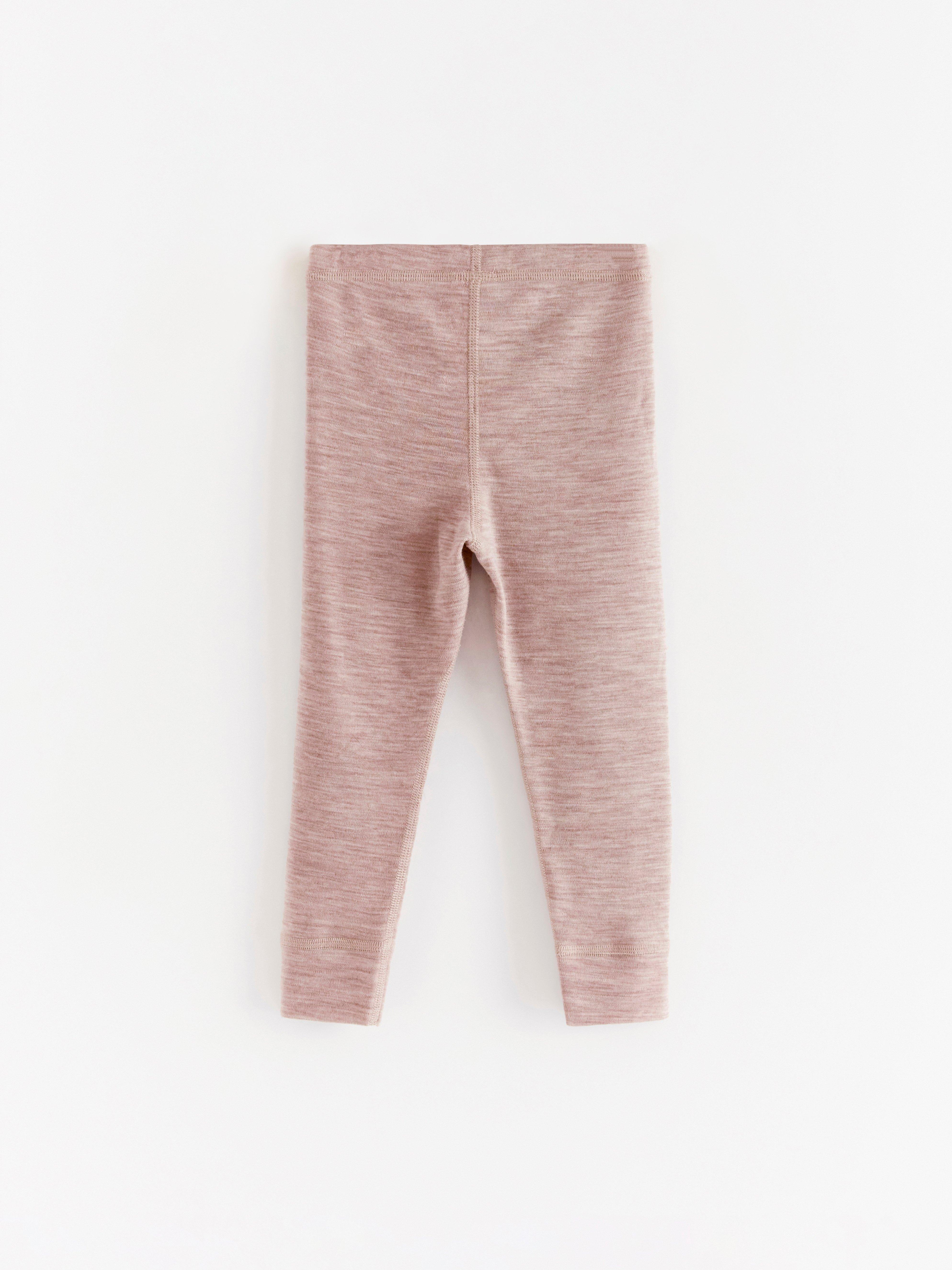 Leggings de lã merino bege claro mesclado
