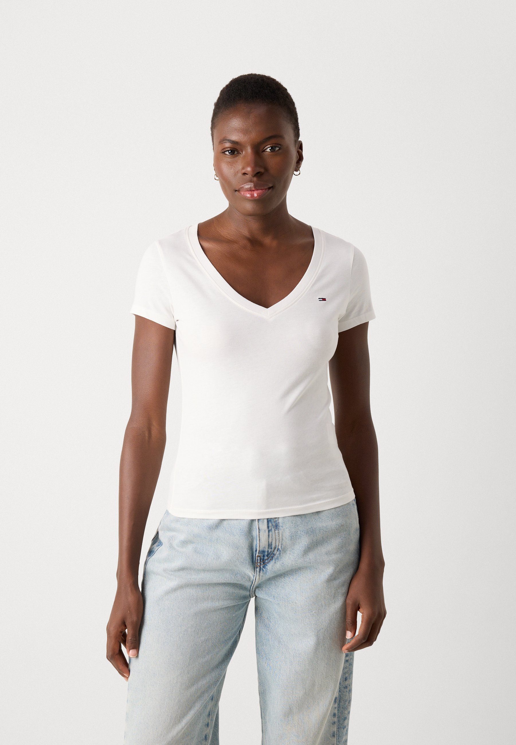 Tommy Jeans V-hals T-shirt 2-pack - Basic T-shirt - ecru / juweelroze