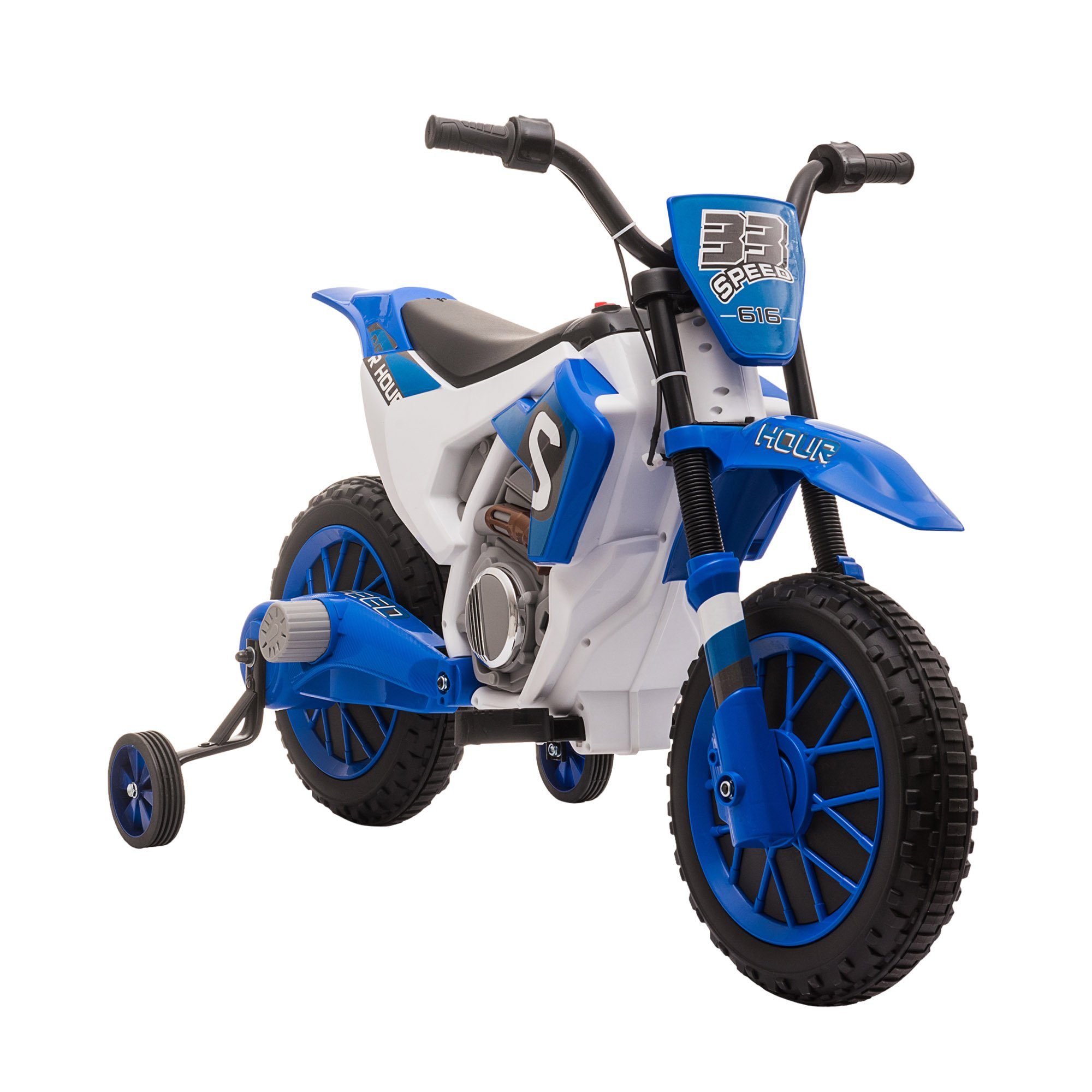 HOMCOM elektrisches Kindermotorrad mit 2 abnehmbaren Stützrädern für Kinder ab 3 Jahren, Tragkraft 30 kg, (1 Stück), inklusive Akku und Ladegerät
