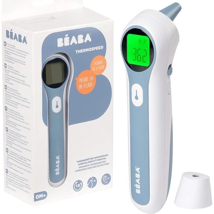BÉABA - Termómetro digital infrarrojo sin contacto - Medición de frente, oído y ambiente - Alerta de fiebre - Thermospeed