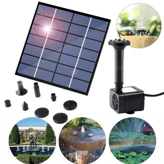 Fuente solar flotante para exteriores de 1,4 W, bomba solar para estanques con batería y 5 boquillas, para bebederos de pájaros y acuarios THJR009717