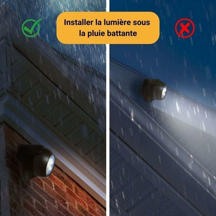 Spot LED Extrieur, Spot exterieur avec Detecteur de mouvement, Projecteur LED extrieur Sans Fil, 150 Lumen, Sphre Amovible