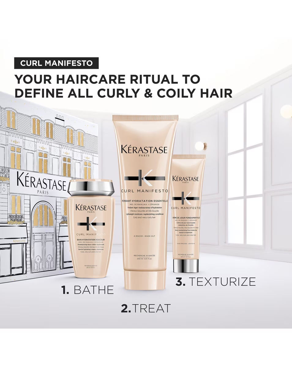 Ενυδατική ρουτίνα KÉRASTASE Curl Manifesto για σγουρά και πολύ σγουρά μαλλιά