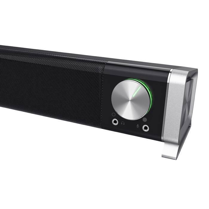 Soundbar per PC Trust Asto da 12 Watt, con connettori per cuffie e microfono, alimentazione USB, per PC - Nero