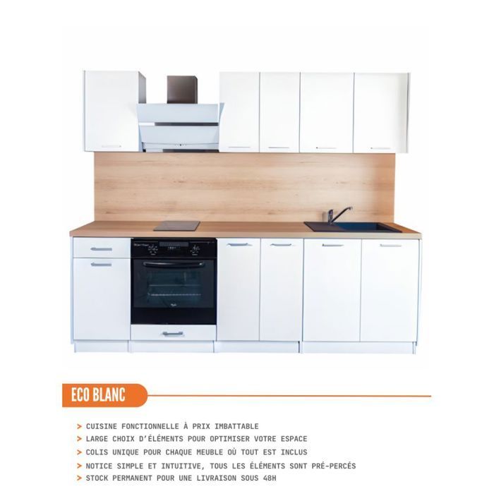 Complete ECO White Kitchen 240 cm - Cuisineandcie