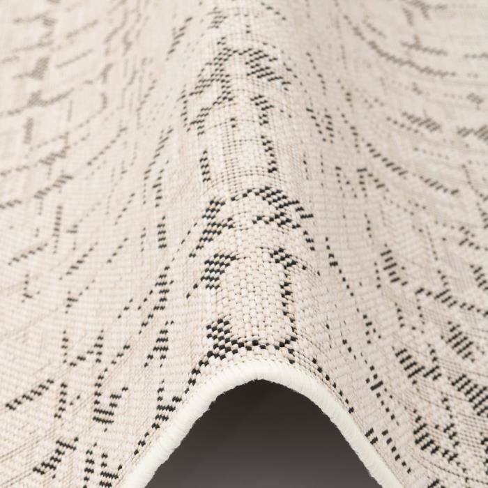 Alfombra de pasillo larga y plana tejida - SNAPSTYLE - Oslo - Negro Crema Moteado - 100x200 cm - Escandinava
