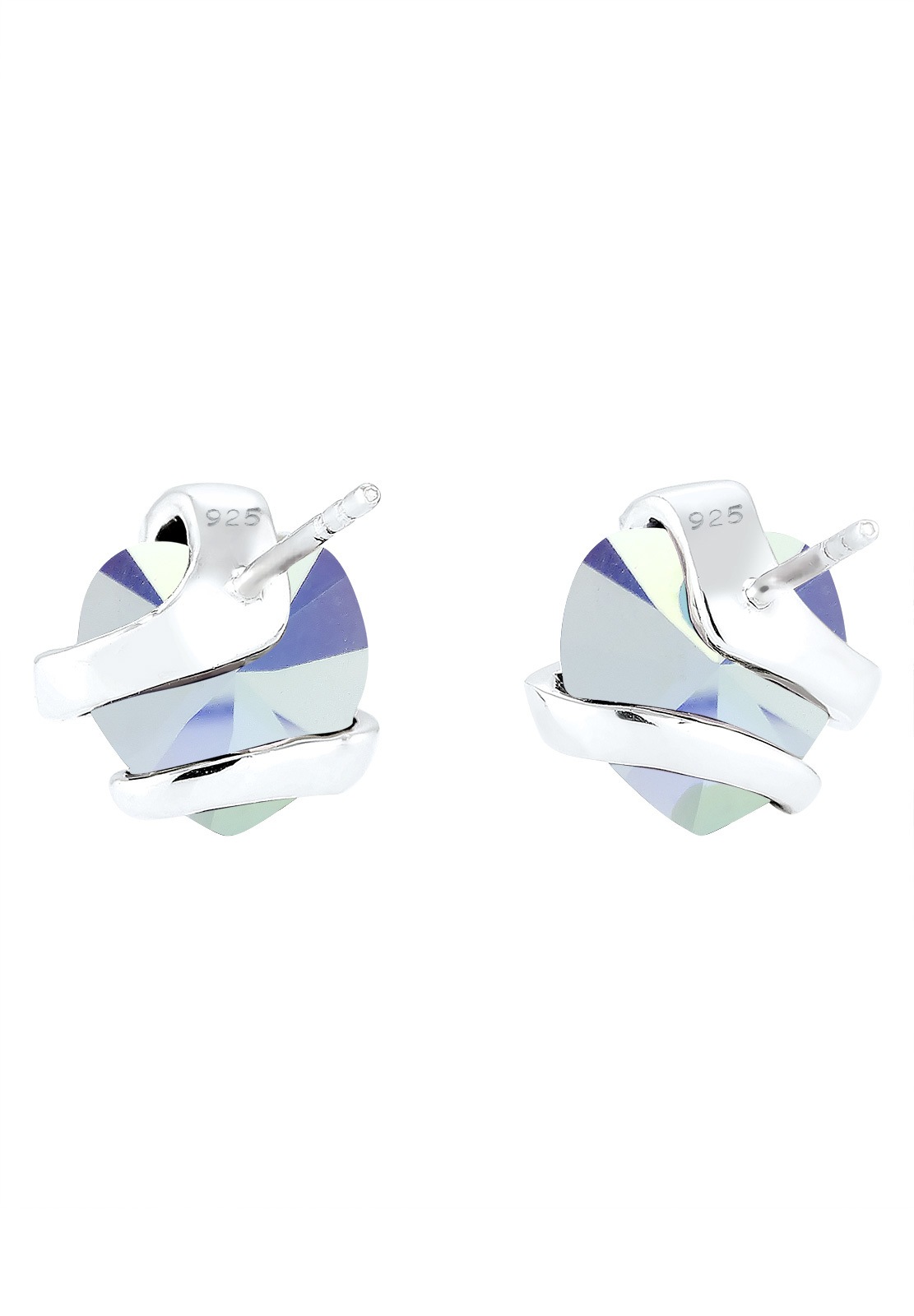 Elli Femmes motif cœur ludique avec cristaux en argent sterling 925