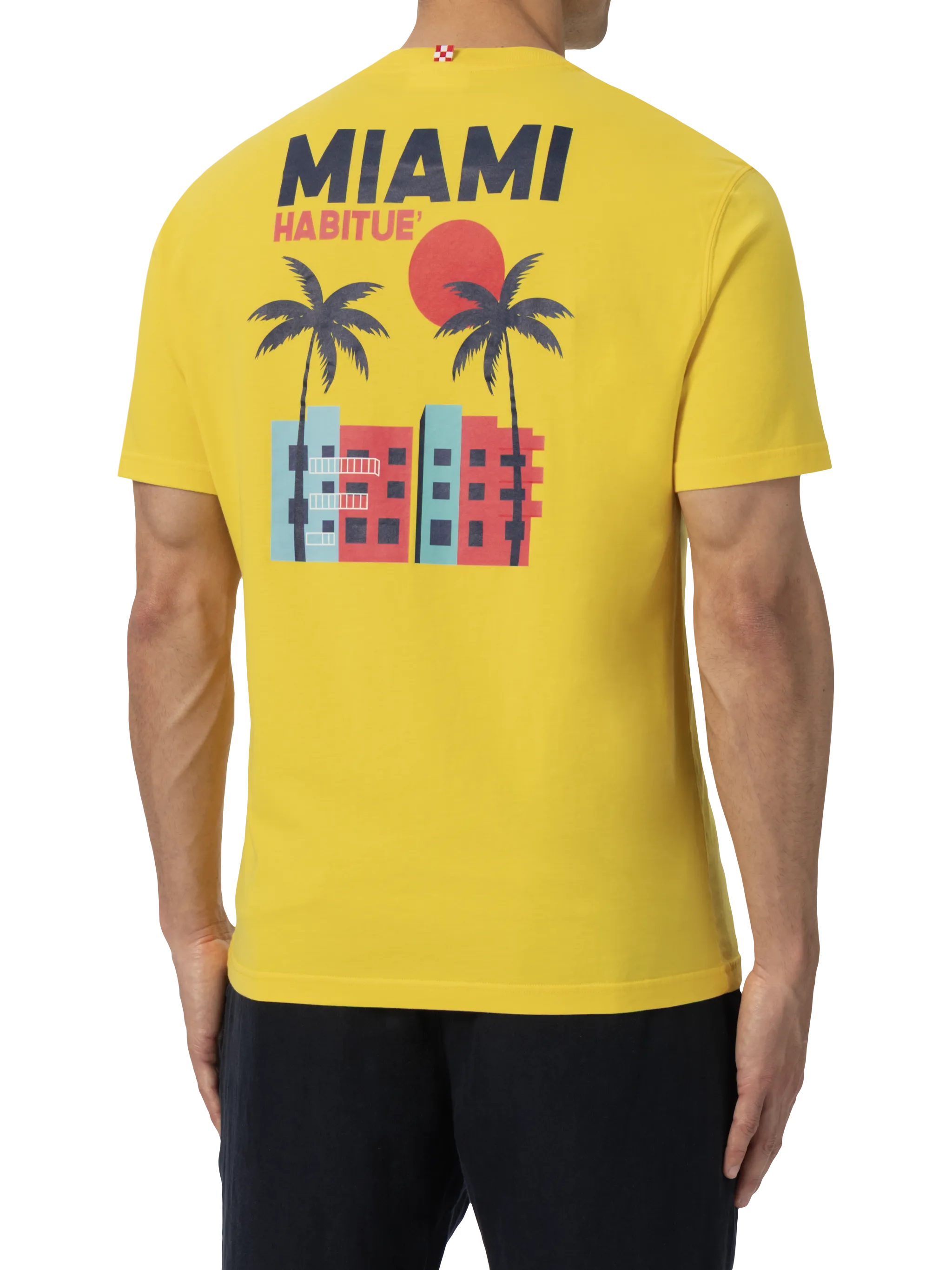 T-shirt homme en coton bio imprimé carte postale de Miami