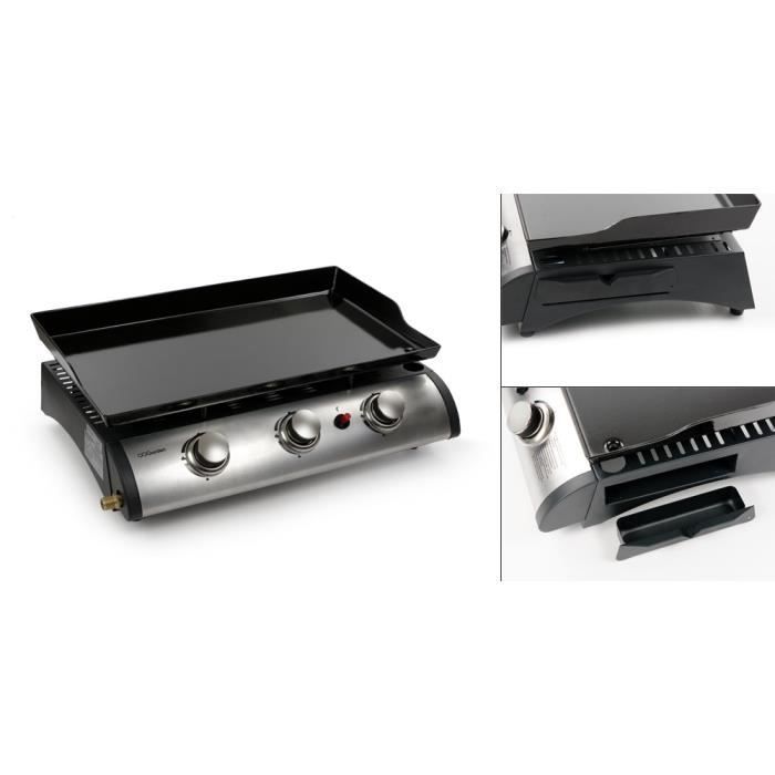 Gas griddle - Virginia - 3 burners - Stainless steel - 7500 W - 60x34 cm surface