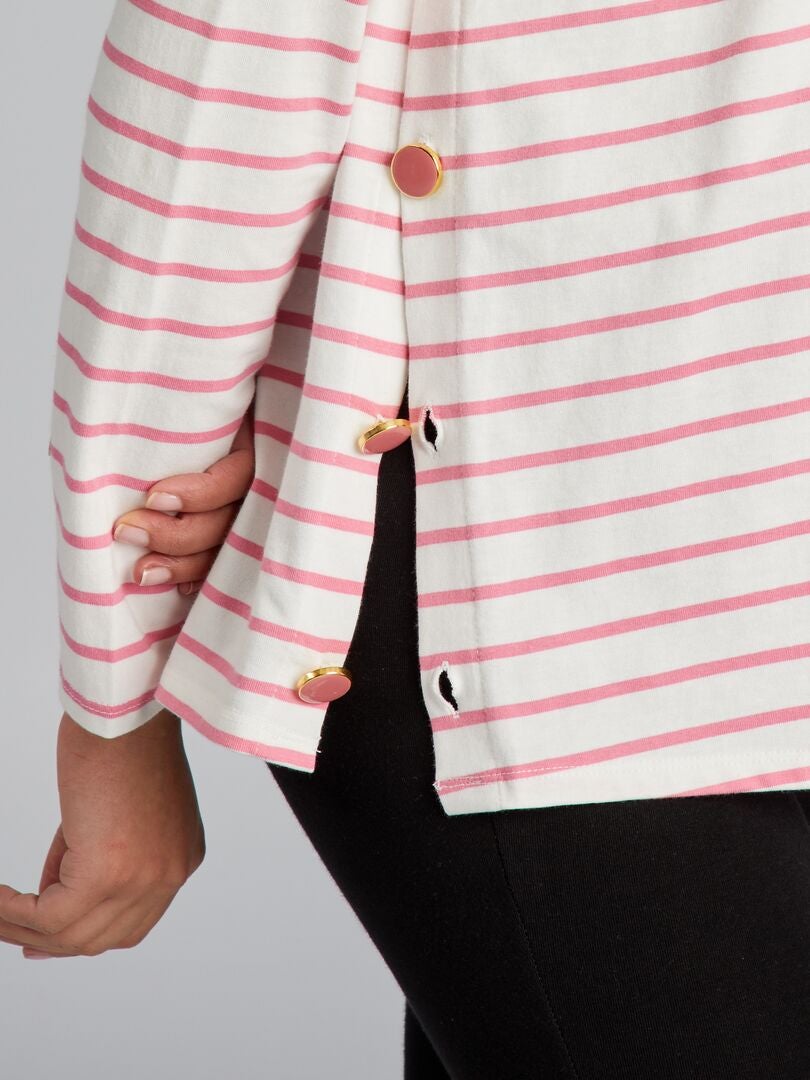 Camiseta listrada para enfermagem - ROSA