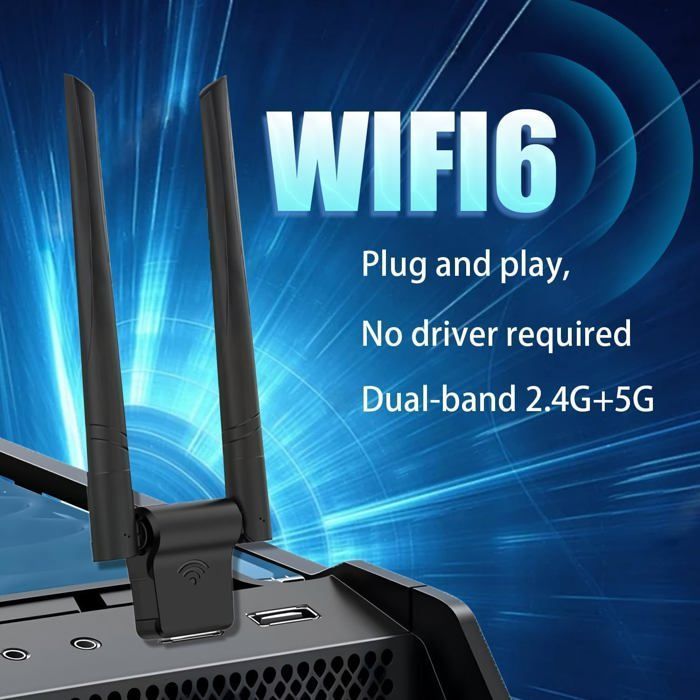 Adaptador WiFi USB de doble banda de 1 Gbps (2,4/5 GHz), adaptador USB 3.0 con 2 antenas de largo alcance para PC con Windows.