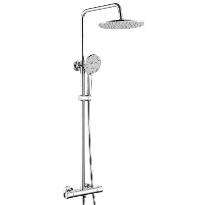 Columna de ducha termostática - AURALUM MAX - Acero inoxidable - Acabado cromado - 3 modos de ducha - Altura regulable de 102 a 125 cm