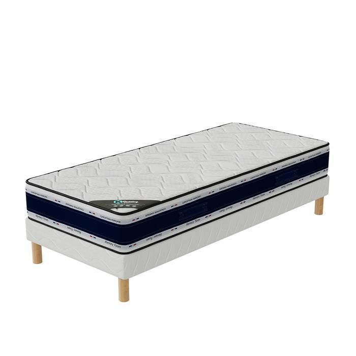 Conjunto Blue Memory: Base de cama + colchón 90x190 cm | Altura 22 cm | Espuma viscoelástica | 4 patas | Confort equilibrado