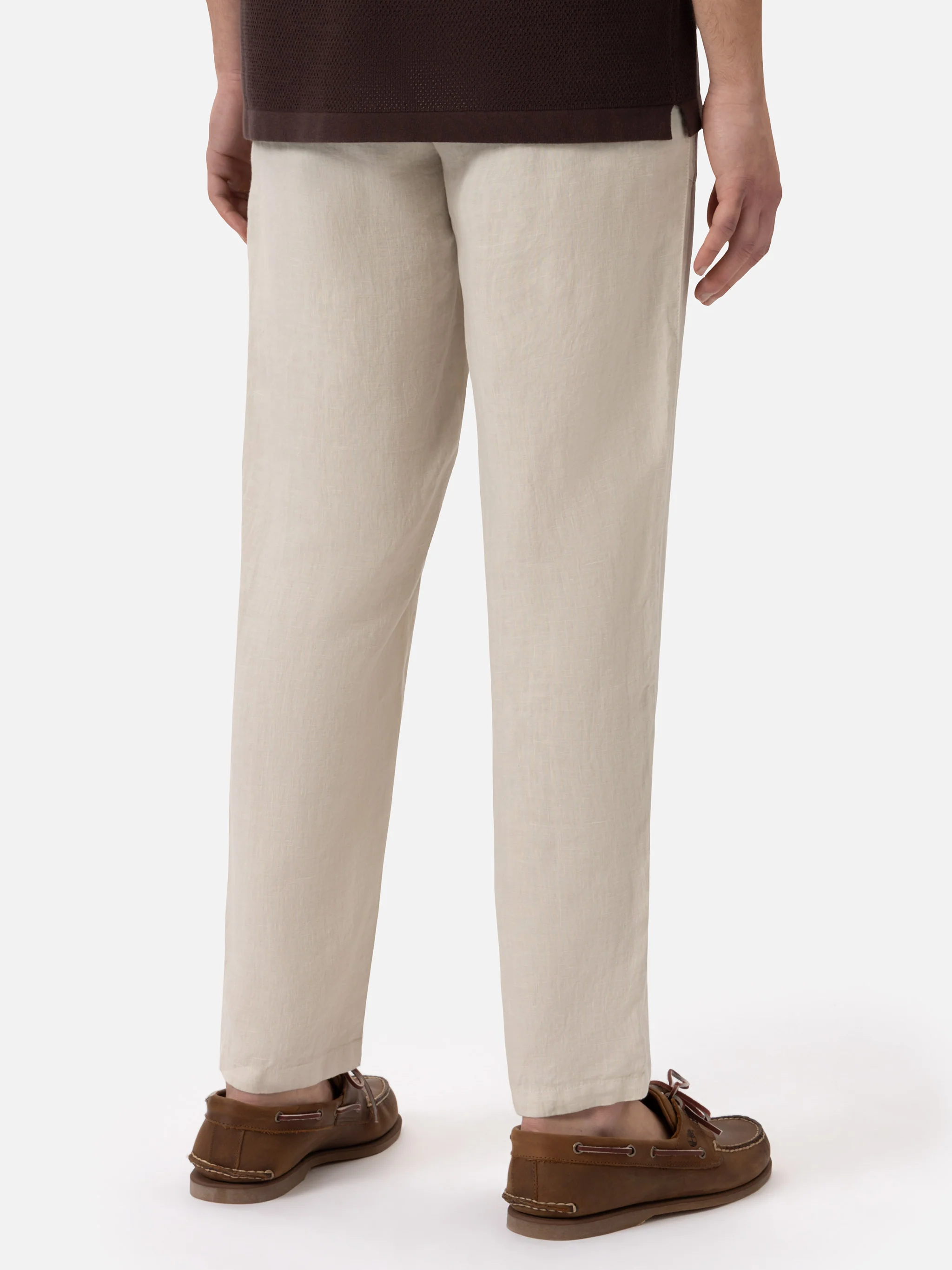 Calais Off-White Linnen Broek met Trekkoord