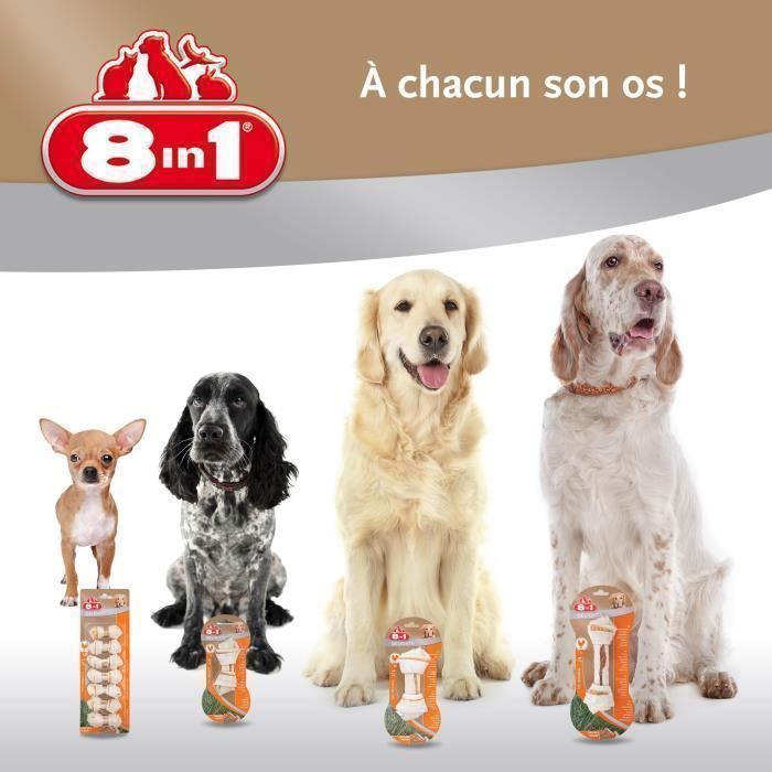 8in1 Delights XS Huesos masticables de res para perros pequeños - Larga duración - Sin cereales, sin colorantes ni saborizantes artificiales - 21 unidades