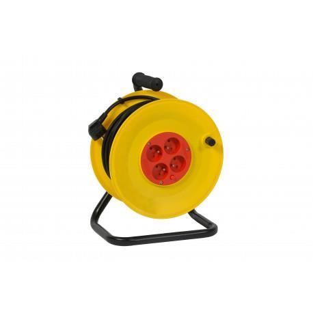 Carrete de cable eléctrico CEBA de 25 m - 4 tomas - Disyuntor térmico integrado - Uso en interiores