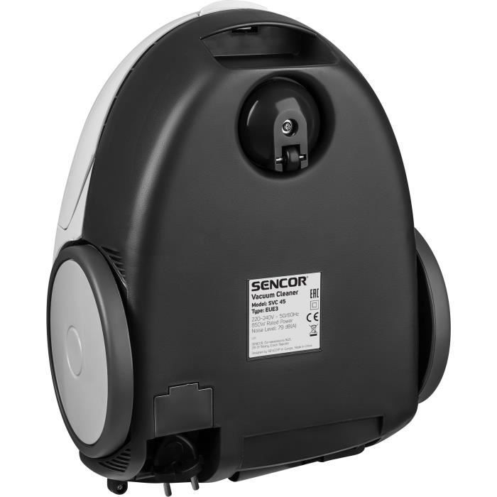 Aspirapolvere a cilindro con sacchetto - SENCOR - SVC 45WH-EUE3 - Motore ECO 850 W - 79 dBA - 1,5 L - Bianco