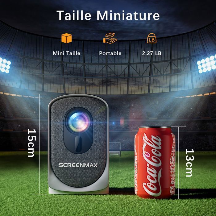SCREENMAX C7 Mini Projector with Wi-Fi and Bluetooth, 12000L Full HD 1080P Supported, Electric Focus, Home Cinema
