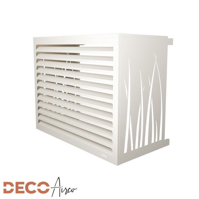DECOAIRCO - Cubierta metálica para unidad exterior de aire acondicionado - Cubierta para aire acondicionado, bomba de calor, protección de unidad exterior - Talla M - Blanco crema